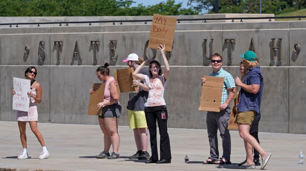 People protest for abortion rights at the Utah State Capitol on June 24, 2022, in Salt Lake City. (Photo: AP Photo/Rick Bowmer)