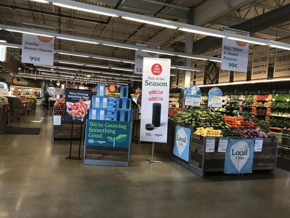 The week Amazon’s acquisition of Whole Foods Market closed, Whole Foods started selling Amazon Echo speakers in-store.