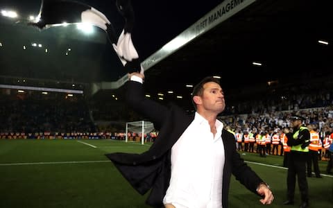 Derby County manager Frank Lampard celebrates victory after the Sky Bet Championship Play-Off, Semi Final, Second Leg match at Elland Road, Leeds - Credit: &nbsp;PA