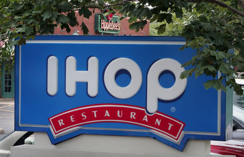 Two of America's large chain restaurants may soon be combined. Applebee's and IHOP, both owned by Dine Brands Inc., may soon have dual-branded locations that share a back-of-house and a blended front-of-house, according to an earnings call from the company last week. / Credit: Scott Olson/Getty Images