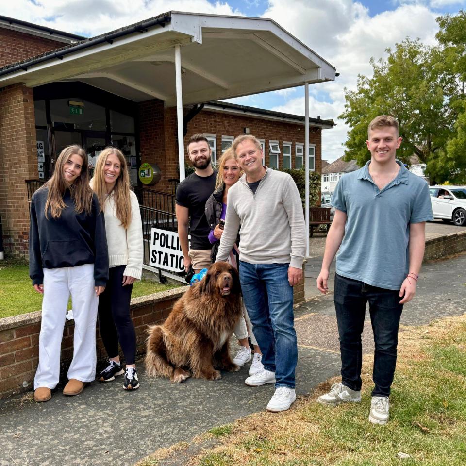 Grant Shapps and his family vote in Welwyn Hatfield, Hertfordshire