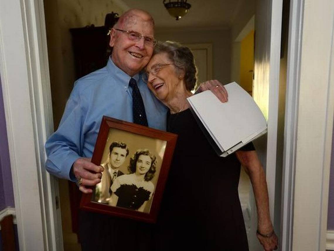 Charles and Frances Hamlin stayed at the Poinsett Hotel on their honeymoon 68 years ago for $8 and have kept their original bill. For their anniversary, the couple will be staying at the hotel again.