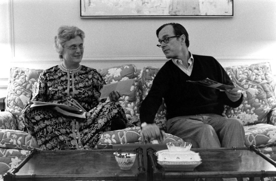 George H.W. Bush, then the U.S. Ambassador to the United Nations, with his wife Barbara at home, 1971.