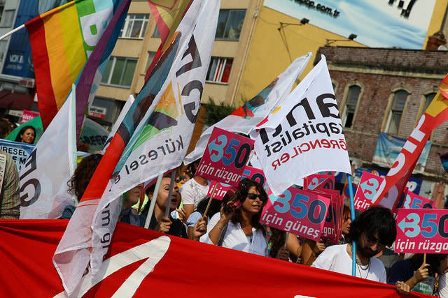 A photo from a Moving Planet demonstration in Istanbul, Turkey