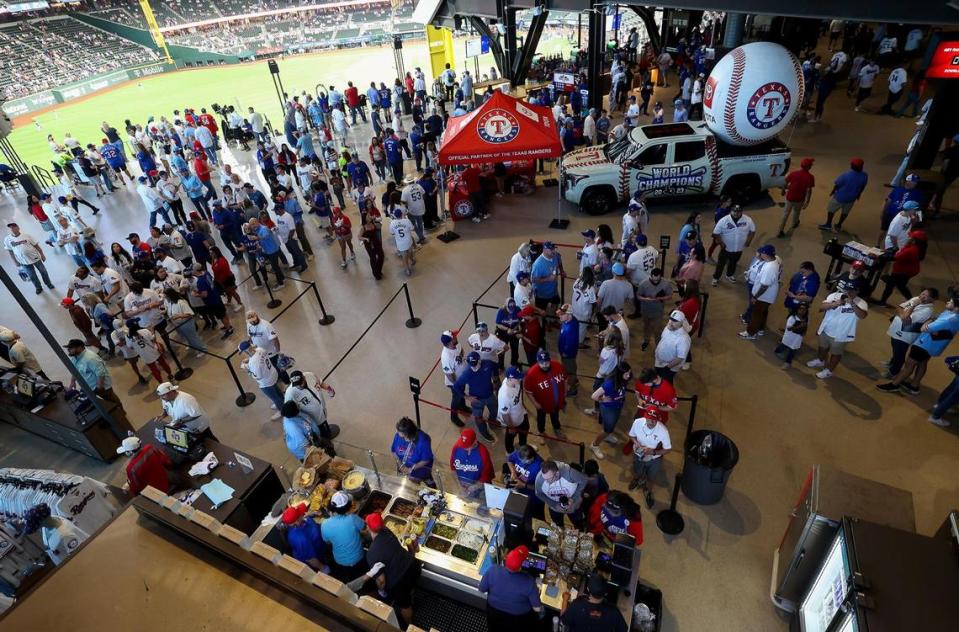 Fans during Texas Rangers’ Opening Day against the Chicago Cubs on Thursday, March 28, 2024, at Globe Life Field in Arlington. Amanda McCoy/amccoy@star-telegram.com