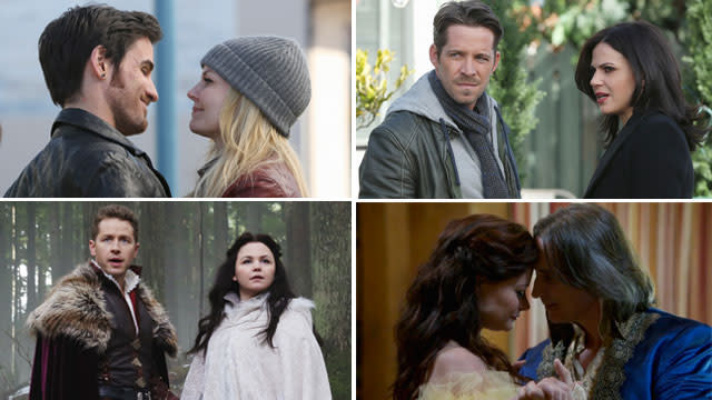 It's time for our last Romance Rundown of the season! With <em>Once Upon a Time</em>'s epic two-hour season finale just a few days away, it's time to get the inside scoop on what's next for all of your Storybrooke sweethearts. Once again, we at ETonline chatted with <em>OUAT</em>'s executive producers <strong>Adam Horowitz</strong> and <strong>Eddy Kitsis</strong> to find out what's in store for Captain Swan, Rumbelle, Outlaw Queen and Snowing in this Sunday's season four finale. Plus, could another "true love's kiss" be headed our way? Read on to find out more about a "hot" hook-up coming in this week's episode... <strong> NEWS: Scoop on Regina and Robin's Baby Mama Drama With That 'Vile Villain'! </strong> <strong>Rumbelle: </strong>That must have been the shortest honeymoon in TV history, because Belle ( <strong>Emile de Ravin</strong>) and Rumple ( <strong>Robert Carlyle</strong>) fans have had a heartbreaking season when it comes to their fairytale twosome. For those who are tired of trying to figure out what's next for Rumbelle, the two showrunners are promising a solution. "We are going to get some resolution as to where they stand," Horowitz explained. "Rumpelstiltskin and Belle have had a long and winding road and the long and winding road continues, but we love those characters and what they both mean for each other." Kitsis added, "We're going to get real insight into why Rumple has behaved the way that he has." <strong> NEWS: 'OUAT' Scoop Regina's Next Move and Hook's Ursula Connection </strong> ABC <strong>Snowing: </strong>Now that Emma ( <strong>Jennifer Morrison</strong>) has finally forgiven her parents, it's time to stop seeing them act like scolded puppies, and start seeing them in a new (and epically wicked!) light. "They did a bad thing and they have to pay for it," Kitsis teased. "We -- in the finale -- are going to see Snow ( <strong>Ginnifer Goodwin</strong>) and Charming ( <strong>Josh Dallas</strong>) like you've never seen them before, I can promise you that. But I think we're going to hopefully get a resolution out of them this year." Ready for a deeper peek into Snow and Charming wicked alter egos? Take a look at our special sneak peek at this Sunday's episode in our video below <strong> NEWS: Robin and Regina's Love is 'Very Much Like Romeo & Juliet' </strong> <strong>Outlaw Queen: </strong>To say that this season has been an emotional roller-coaster ride for Regina ( <strong>Lana Parrilla</strong>) and Robin ( <strong>Sean Maguire</strong>) would be a severe understatement. Their love has been thrown for so many loops, that we're still dizzy with confusion. Luckily, it's time to <em>finally </em>get some answers for Outlaw Queen's relationship. (We're so tired of their current "it's complicated" status!) "We are going to get a resolution and clarification on just what their situation is by the end of this year," Kitsis spilled. <strong> NEWS: 'Once's Colin O'Donoghue on Captain Swan 'I Love Yous' </strong> ABC <strong>Captain Swan:</strong> Emma and Killian ( <strong>Colin O'Donoghue</strong>) have shared some pretty sweet moments this season, and although we're not sure if they'll share a <em>coffee </em>date by the end of Sunday's finale, we do know that we’re in for some major relationship revelations. "Captain Swan are going to be tested like always," Kitsis confessed. "And we are going to get an emotional truth about them." Could that "emotional truth" be a true love's kiss?! We asked the EPs if we can expect a spell-binding smooch from one of our couples in this weekend's finale, and they were very coy with the <em>who </em>in their answers. <strong> WATCH: Regina and Emma Have a Cruel Family Crisis! </strong> "There's some kissing action going on in the finale," Horowitz promised. "What it does and how it works may not be as we've seen before, but there's definitely some kissing action." Kitsis continued, "Are we going to get a true loves kiss that break a curse? No. Is there kissing in the finale? I believe there is. There's always some kissing, and whether or not it's going to break a curse with true love, it'll be hot nonetheless." <em>Once Upon a Time</em>'s two-hour season finale airs Sunday at 8 p.m. on ABC. <strong>Which <em>OUAT </em>couples are you most excited to see in the season four finale? Are you hoping we'll see true love's kiss? Shout out your thoughts to @LeanneAguilera on Twitter! </strong>