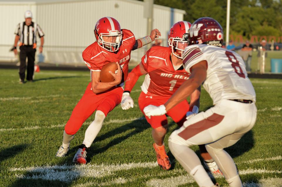 The Plymouth Big Red earned a solid 20-14 win over Wellington to finish the nonconference portion of the schedule 2-1 on Sept. 1, 2023.
