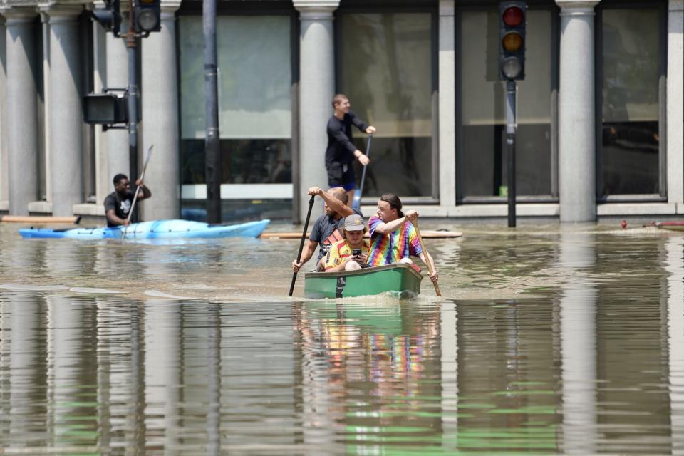 Floodwaters blocked cars and damaged shops in downtown Montpelier, Vermont, on July 11, 2023, after heavy rains swept the area, forcing rivers to overtop their banks., Trevor Hughes