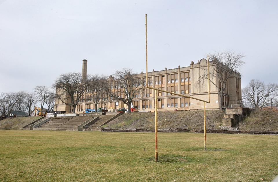 The former Lehman High School is shown in Canton on Tuesday, March 23, 2021.