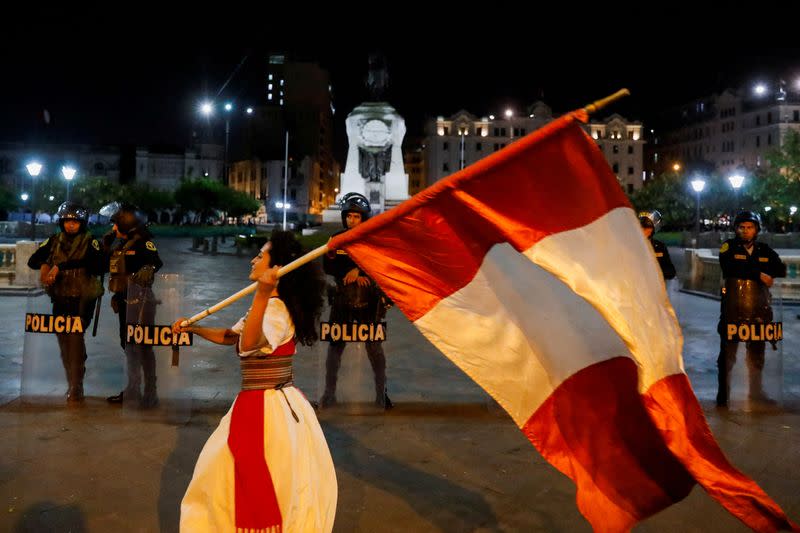 FILE PHOTO: Peruvians protest to demand President Boluarte's resignation