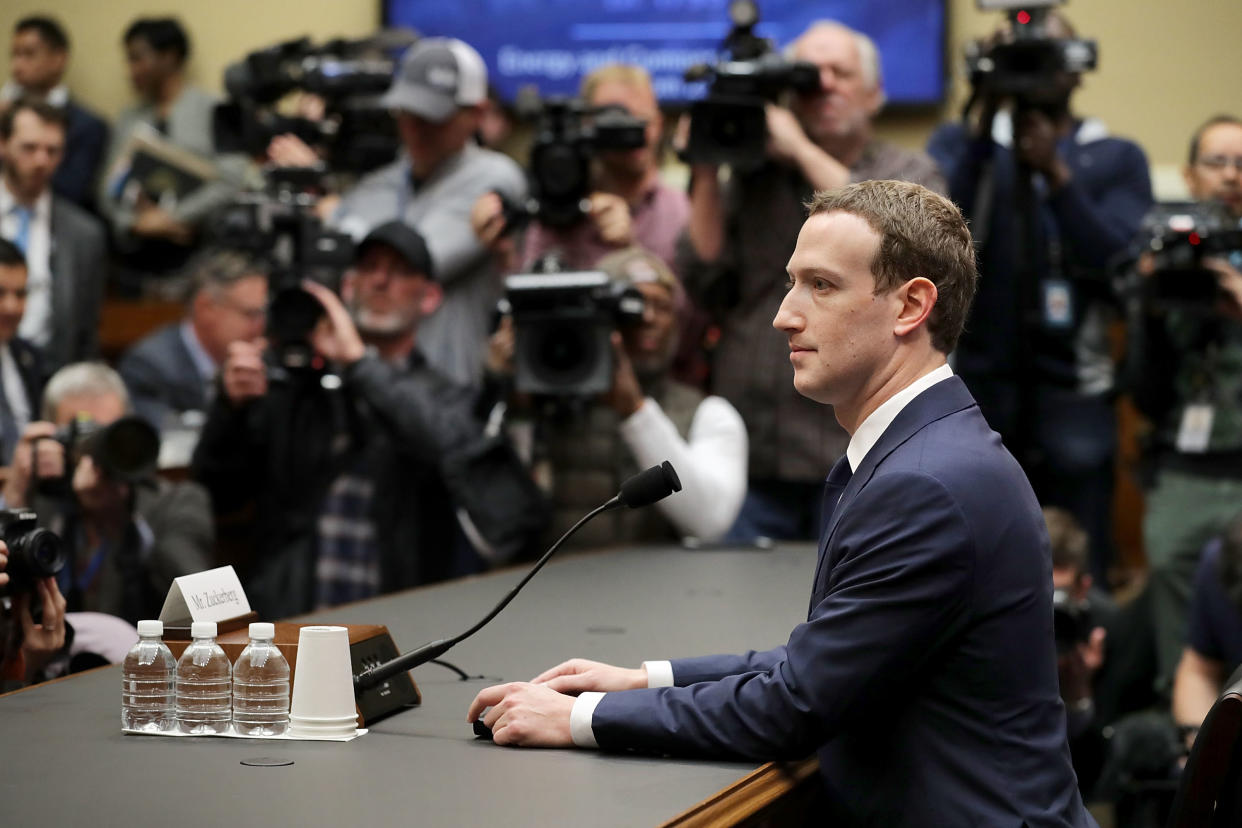 Facebook co-founder, Chairman and CEO Mark Zuckerberg prepares to testify before the House Energy and Commerce Committee in the Rayburn House Office Building on Capitol Hill April 11, 2018 in Washington, DC. (Chip Somodevilla/Getty Images)