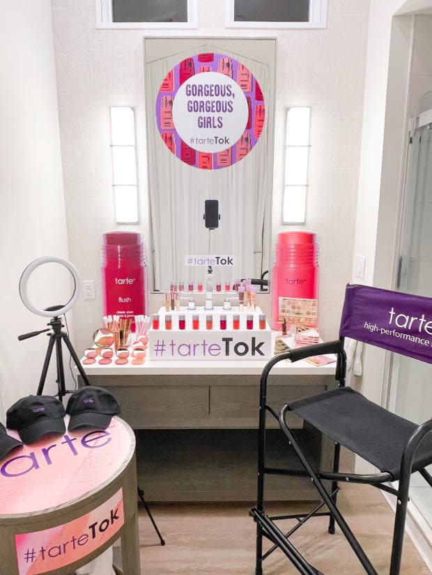 An example of the product-filled rooms influencers were greeted with on Tarte's TikTok-only influencer trip.<p>Photo: Courtesy of Tarte</p>