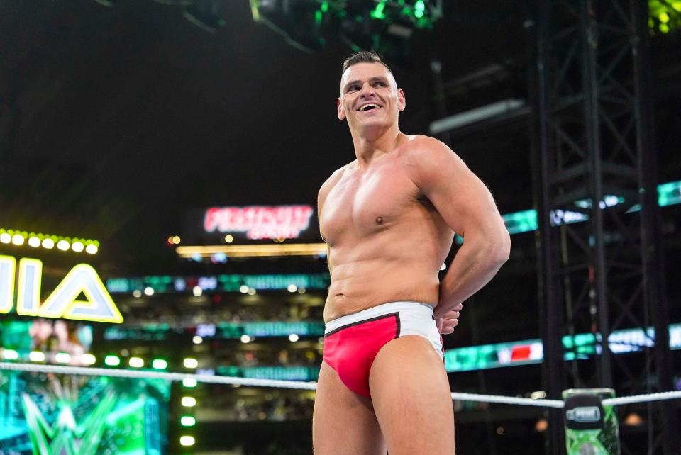 Gunther enters the ring during night one of WrestleMania 40 at Lincoln Financial Field on April 6, 2024 in Philadelphia, Pennsylvania.