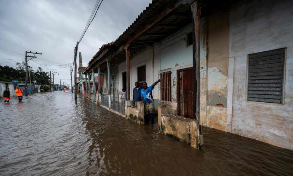 A flooded street in Batabano, Cuba, during the passage of Hurricane Ian in September.