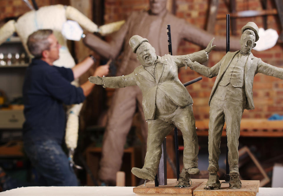 Models being used in the production of the Laurel and Hardy statues (Pinpep/PA)