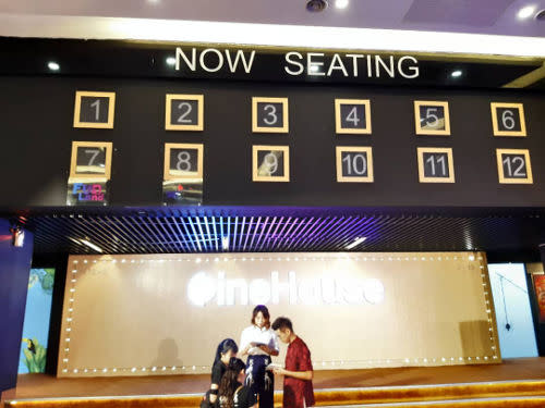 Find out if your hall is ready for your movie at the 'Now Seating' indicator.