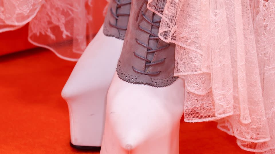 A close-up detail of Ferguson’s platform lace-up boots. - Marc Piasecki/WireImage/Getty Images
