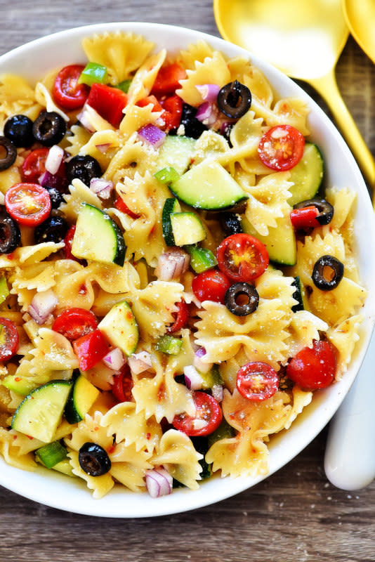 <p>Life in the Lofthouse</p><p>California Pasta Salad is fresh, healthy and packed full of flavor!</p><p><strong>Get the recipe: <a href="https://life-in-the-lofthouse.com/california-pasta-salad/" rel="nofollow noopener" target="_blank" data-ylk="slk:California Pasta Salad;elm:context_link;itc:0;sec:content-canvas" class="link ">California Pasta Salad</a></strong></p>