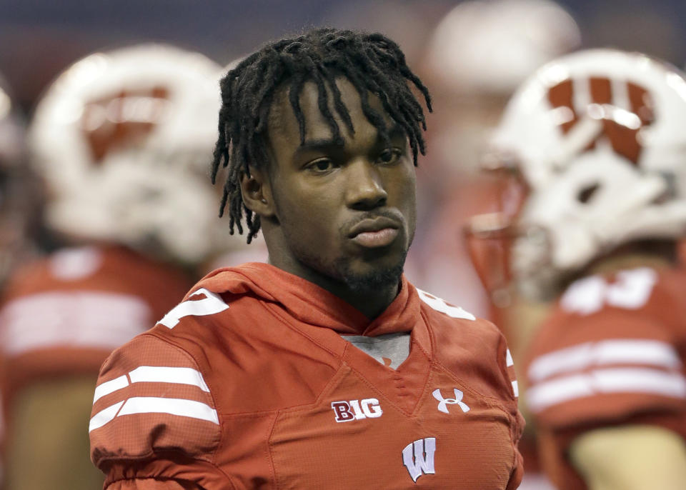 Wisconsin Badgers wide receiver Quintez Cephus is facing two sexual assault charges. (AP Photo/AJ Mast, File)