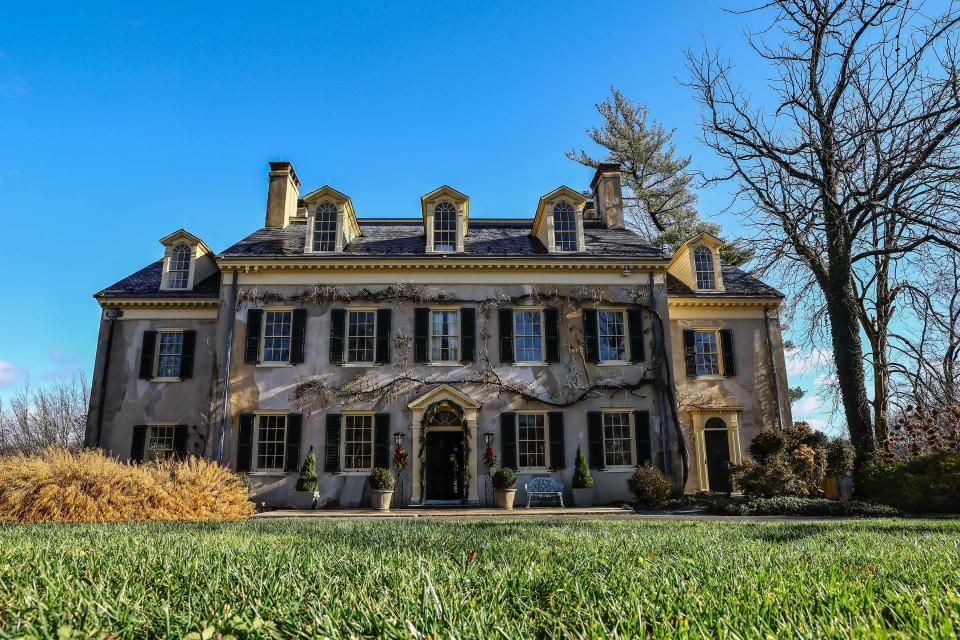 An exterior photo of Eleutherian Mills, a du Pont family home on the grounds of the Hagley Museum on Monday, December 11, 2023.