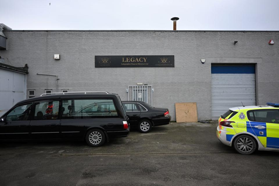 Some 35 bodies and “suspected human ashes” were removed from one of the company’s three branches in Yorkshire (AFP via Getty Images)