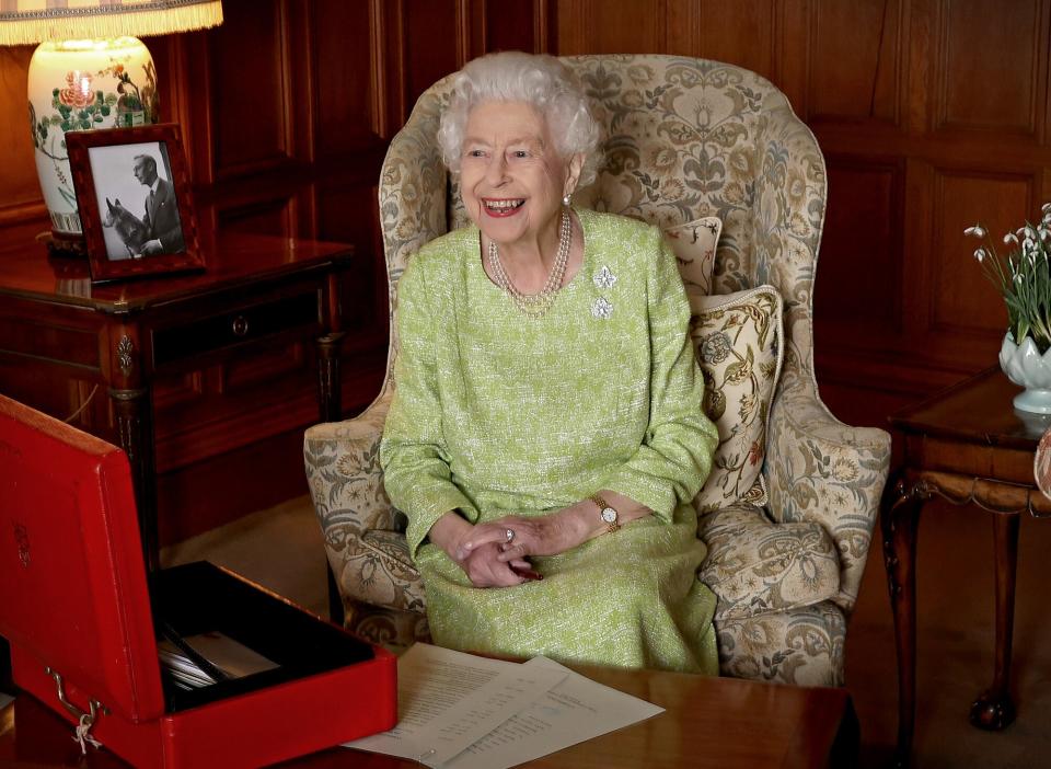 Queen Elizabeth II is photographed at Sandringham House to commemorate Accession Day, marking the start of Her Majesty’s Platinum Jubilee Year, on February 2, 2022 in Sandringham, Norfolk