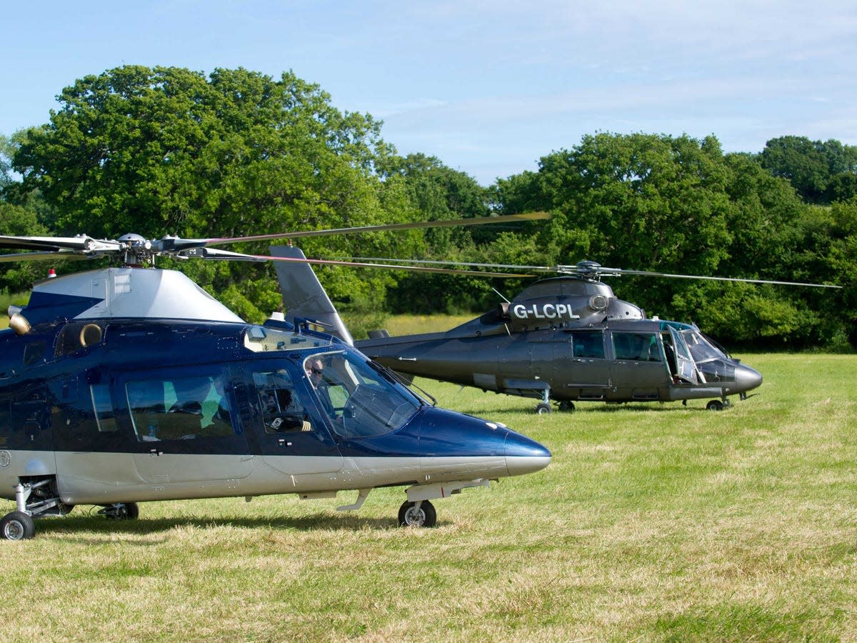 Bon Jovi arrive by helicopter at the Isle of Wight Festival at Seaclose Park in Newport, Isle of Wight. 