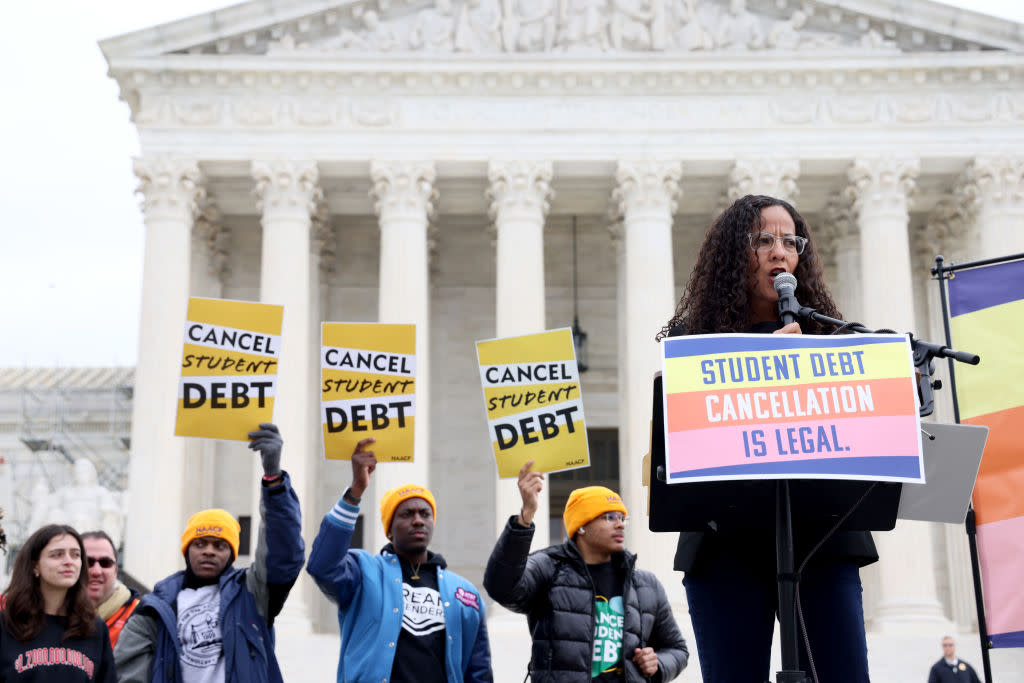 Student Loan Borrowers And Advocates Gather For The People's Rally To Cancel Student Debt During The Supreme Court Hearings On Student Debt Relief