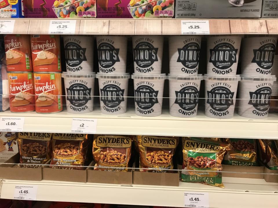 American grocery aisle in UK