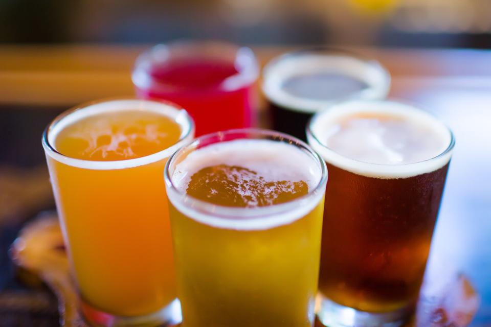 An assortment of beers on a table at Innovation Brewery