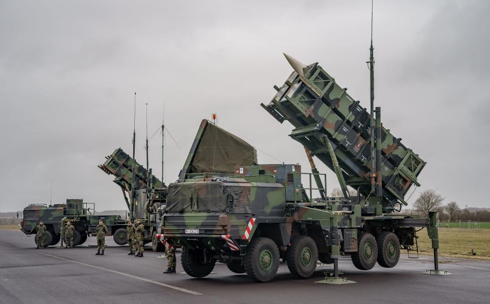 Patriot missile defense system at Schwesing military airport in Germany on March 17, 2022.