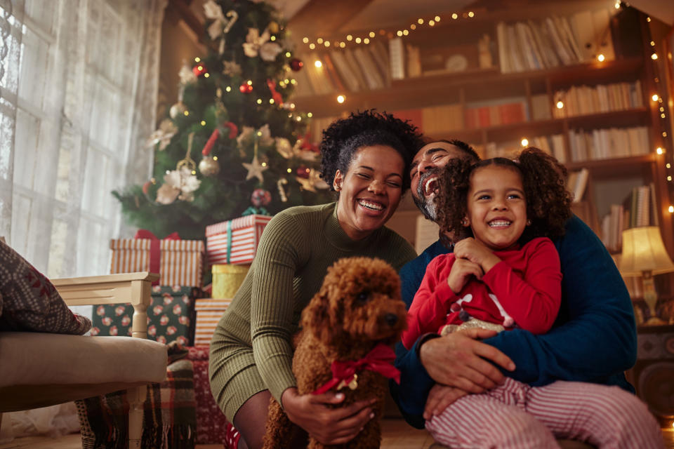 A couple enjoying Christmas