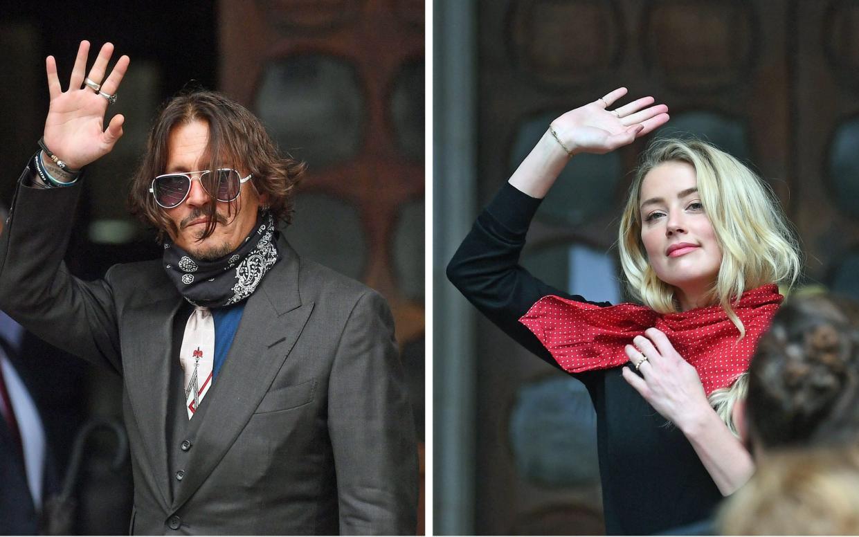 Johnny Depp and Amber Heard arriving at the High Court in London - Victoria Jones/PA