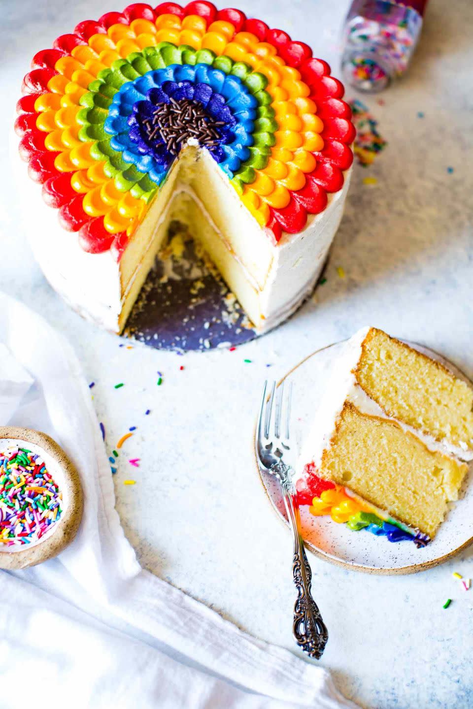 3) Rainbow Petal Cake