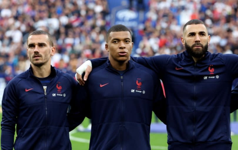 Antoine Griezmann, Kylian Mbappe and Karim Benzema