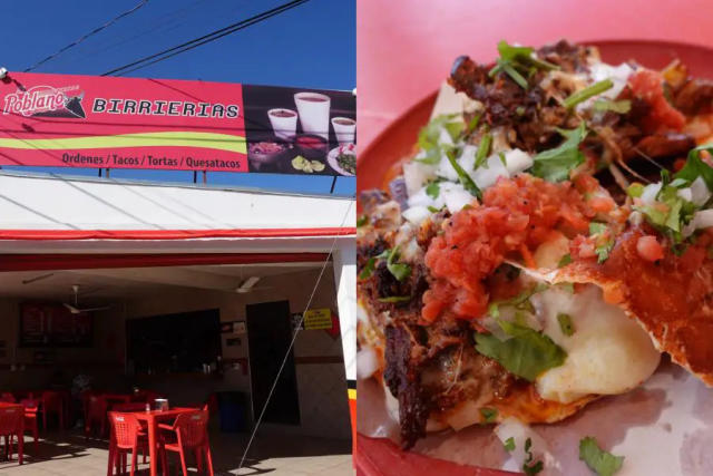 Los Poblanos Birrierías” en Tecate sirve un quesataco monstruoso con una  salsa “del diablo”