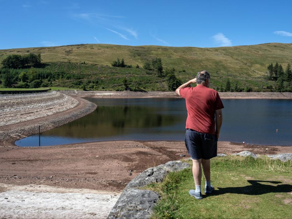 Water levels at the Beacons reservoir have also been affected by the dry and hot weather conditions (Getty Images)