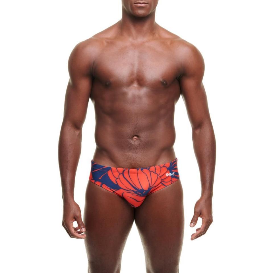 14) Forest Botanical Classic Swim Brief - Red Blue