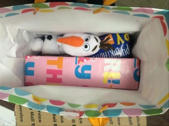 Olaf nestled next to packages of cocaine. Photo: NYPD