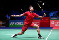 Badminton - Yonex All England Open Badminton Championships - Arena Birmingham, Birmingham, Britain - March 16, 2018 China's Lin Dan in action during the men's singles quarter final Action Images via Reuters/Peter Cziborra