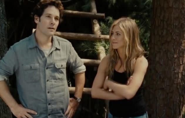 In the bloopers, Jen can barely keep it together as Justin performs his scenes. Source: Universal