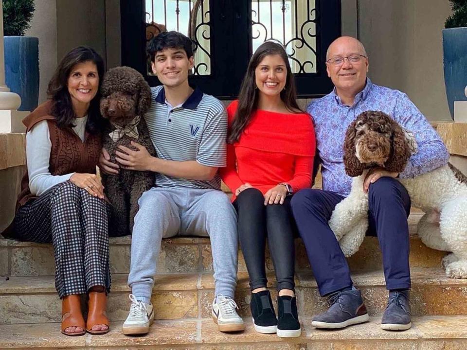 <p>Nikki Haley Instagram</p> Nikki Haley with her husband Michael Haley and their kids, Rena and Nalin