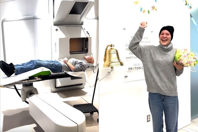 <p>Isabella Strahan/Youtube</p> Isabella Strahan shared the moment she celebrated her last day of radiation