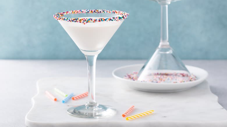 cocktail with rim of sprinkles