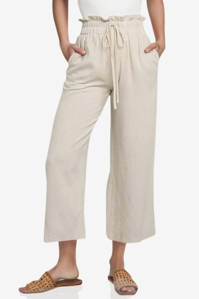 Wide Leg Linen Pants for Women Summer High Waist Drawstring Straight Pants  Baggy Comfy Cotton Palazzo Trousers A-Black - Yahoo Shopping