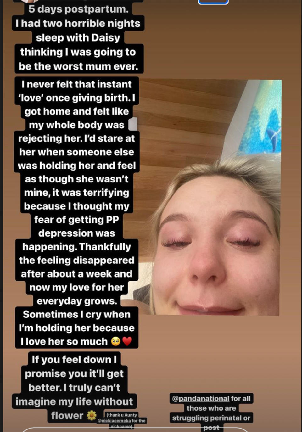 Hayley Love crying Instagram
