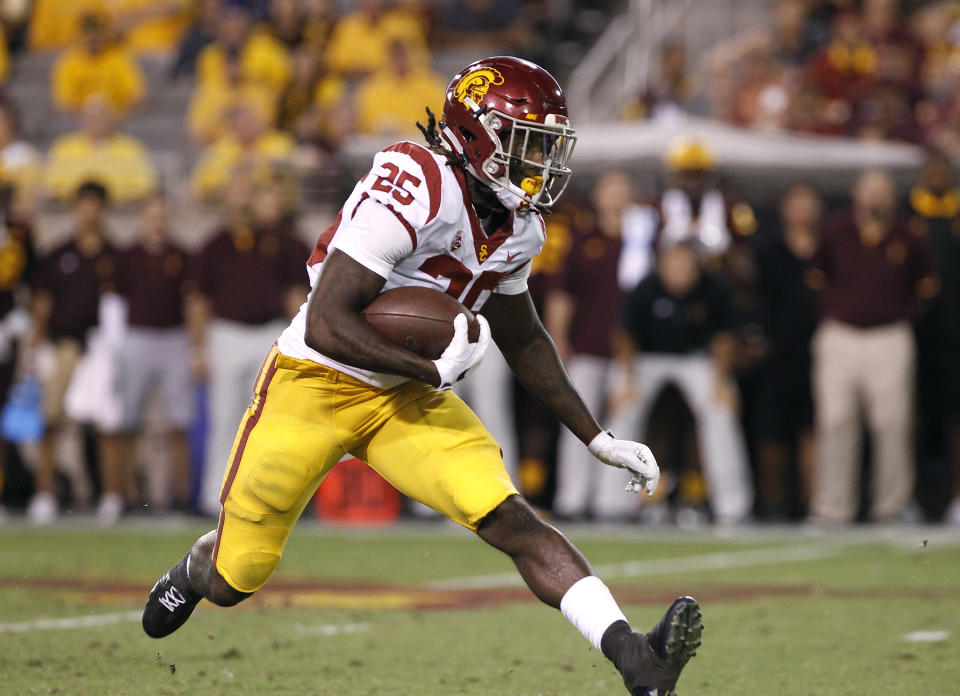 Ronald Jones ran for three touchdowns vs. Arizona. (AP Photo/Ralph Freso)