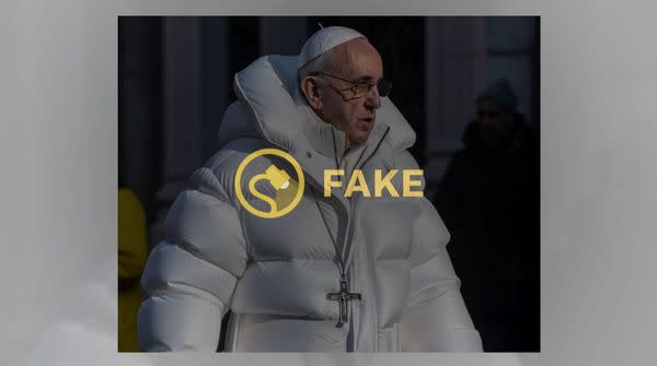 pope francis in a puffer jacket, an ai-generated fake image