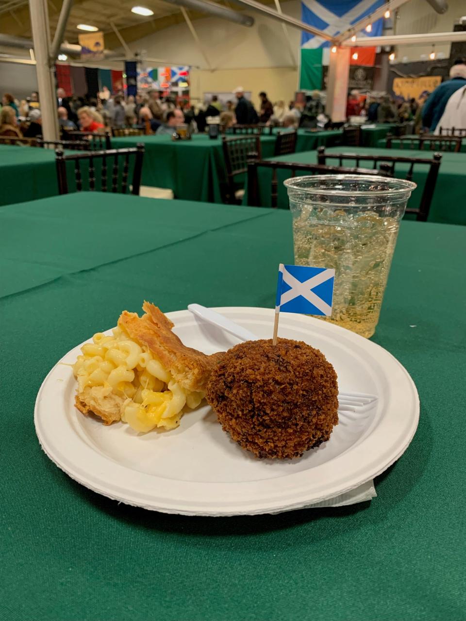 A Scotch egg and crispy, cheesy mac at the Asheville Celtic Festival.