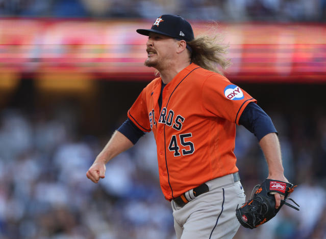 Astros player ryne stanek with unique hairstyle